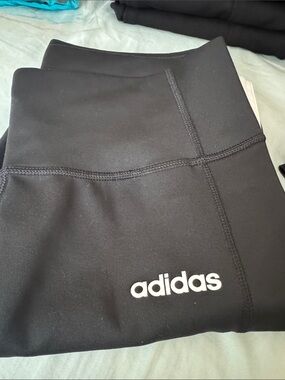 adidas Black Kids Athletic Leggings with Logo